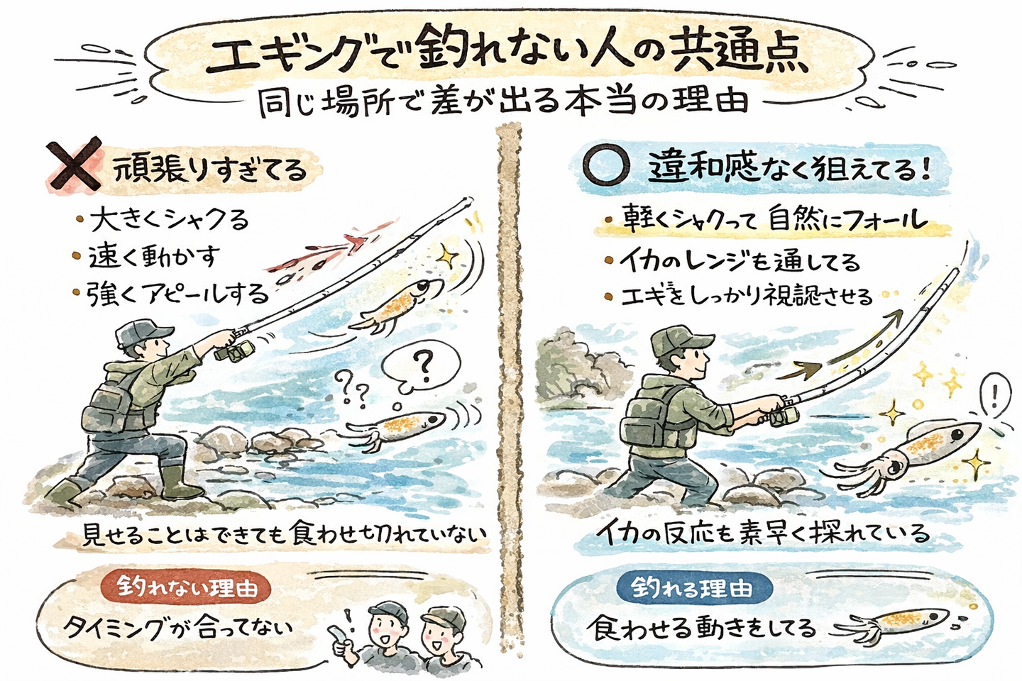 エギングで釣れないのはなぜ？結果を分ける考え方と攻め方