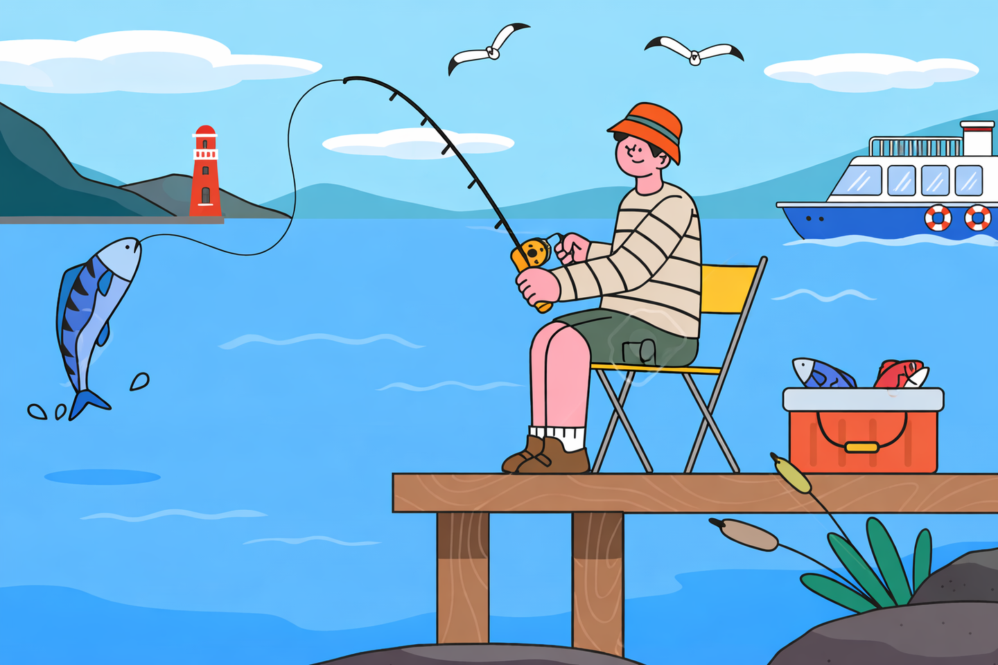 海釣りのイラスト